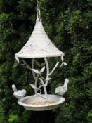 Small Metal Bird Feeder - Distressed Paint Effect